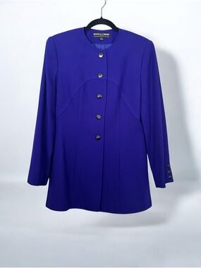 Kasper Women’s Royal Purple Round-Neck Front Button Blazer Size 6